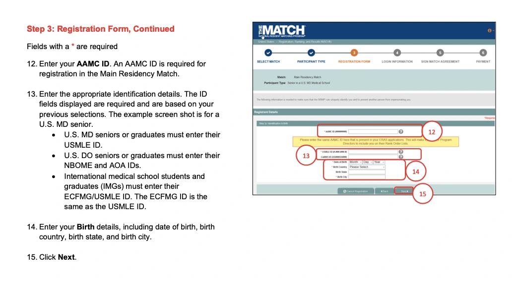 NRMP Match registration